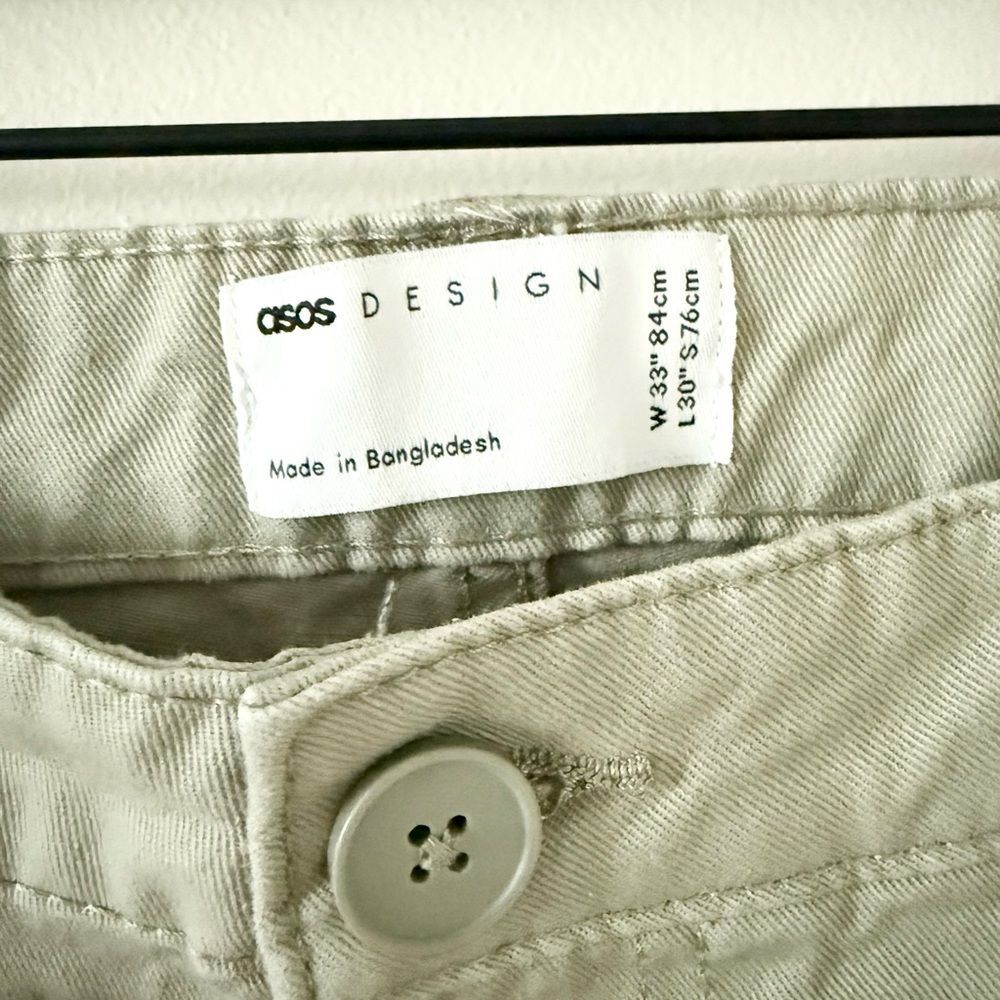 ASOS Cotton Cargo Pants in Sage Khaki - Size 33 x 30 - Picture 5 of 6